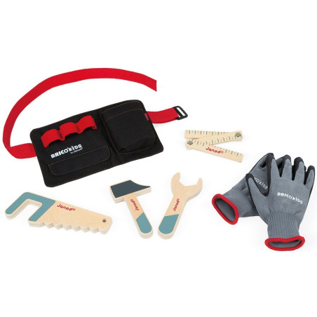 PAS z drewnianymi narzędziami i rękawicami roboczymi Brico'kids