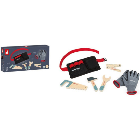 PAS z drewnianymi narzędziami i rękawicami roboczymi Brico'kids
