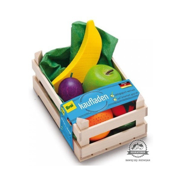 DREWNIANE OWOCE w skrzynce