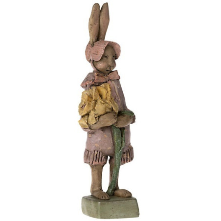 KRÓLIK z kwiatkiem dekoracja wielkanocna vintage