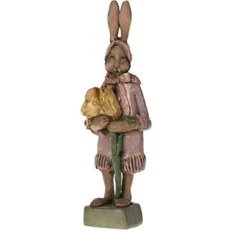 KRÓLIK z kwiatkiem dekoracja wielkanocna vintage