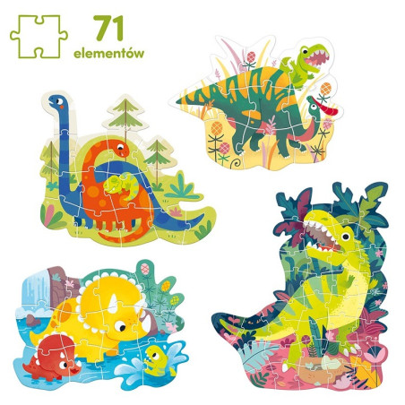 DINOZAURY puzzle tekturowe progresywne 4w1