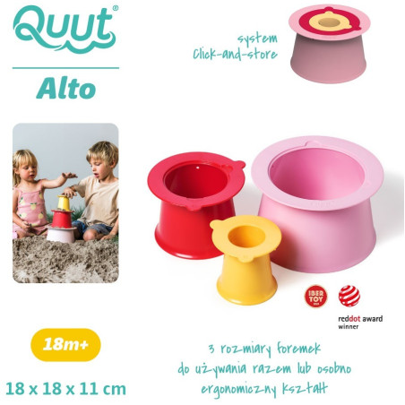 WIEŻA ALTO zestaw 3 foremek do piasku Cherry + Banana Pink