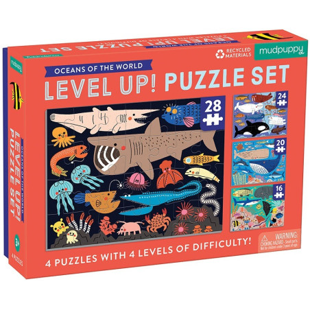 OCEANY ŚWIATA tekturowe puzzle progresywne 4w1