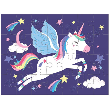 MAGIA JEDNOROŻCÓW tekturowe puzzle progresywne 4w1