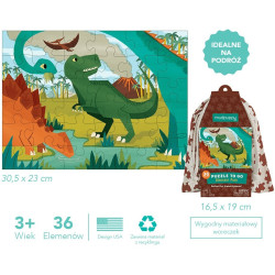 PARK DINOZAURÓW tekturowe puzzle podróżne w woreczku 36 el.