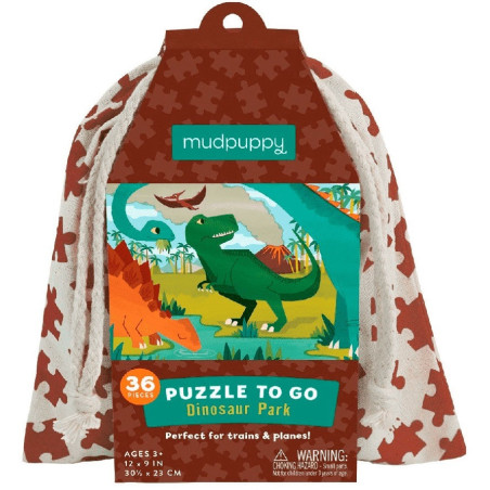 PARK DINOZAURÓW tekturowe puzzle podróżne w woreczku 36 el.