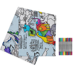 MAPA ŚWIATA obrus do malowania z flamastrami