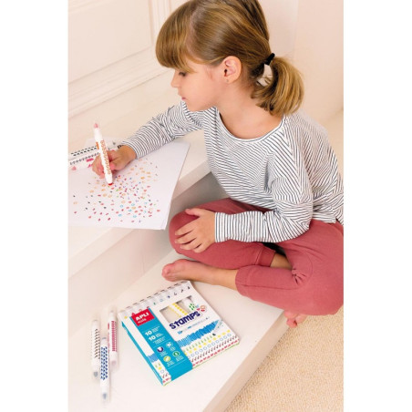 FLAMASTRY ZE STEMPELKAMI 10 kolorów