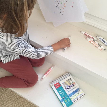 FLAMASTRY ZE STEMPELKAMI 10 kolorów