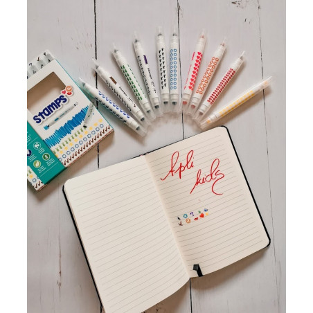 FLAMASTRY ZE STEMPELKAMI 10 kolorów