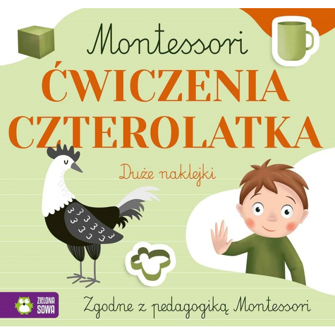 ĆWICZENIA CZTEROLATKA Montessori książeczka z naklejkami