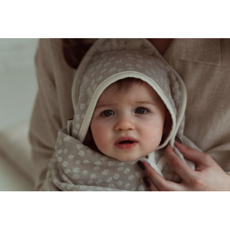 LIGHT BEIGE bambusowy ręcznik 85x85 cm boho dots