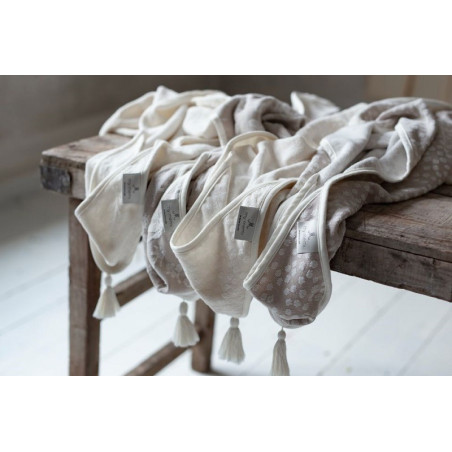 LIGHT BEIGE bambusowy ręcznik 85x85 cm boho dots