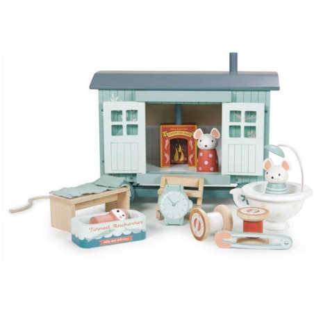 DREWNIANA CHATKA na kółkach dla myszek