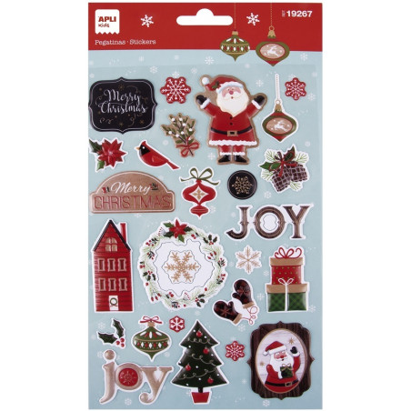 MERRY CHRISTMAS naklejki świąteczne wypukłe 26 szt.