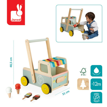 FURGONETKA Z LODAMI drewniany pchacz