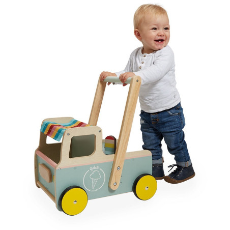 FURGONETKA Z LODAMI drewniany pchacz