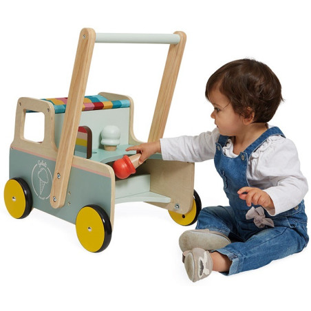 FURGONETKA Z LODAMI drewniany pchacz