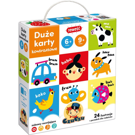 DUŻE KARTY KONTRASTOWE zestaw edukacyjny 6-9 mies.