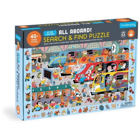 STACJA KOLEJOWA tekturowe puzzle obserwacyjne 64 el.