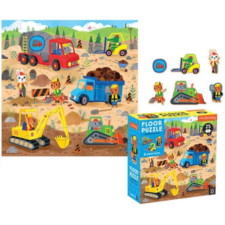 PLAC BUDOWY tekturowe puzzle podłogowe z unikalnymi kształtami 25 el.