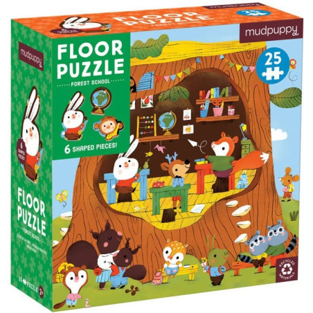 LEŚNA SZKOŁA tekturowe puzzle podłogowe z unikalnymi kształtami 25 el.