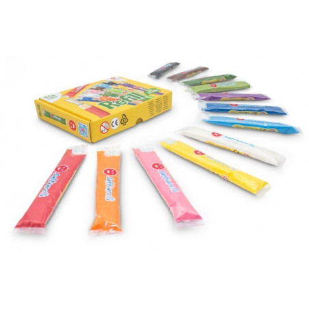 ZESTAW SASZETEK z piaskiem do kolorowania 12 kolorów