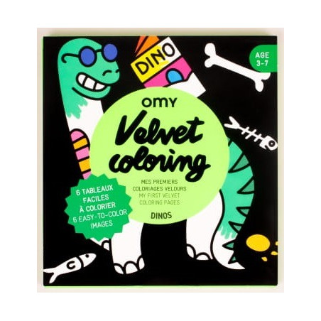 DINOZAURY welwetowe kolorowanki zestaw 6 szt.