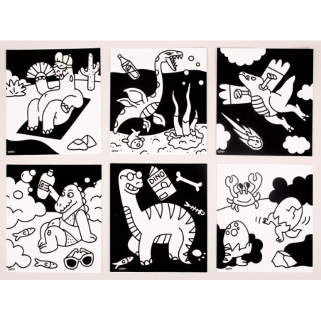 DINOZAURY welwetowe kolorowanki zestaw 6 szt.