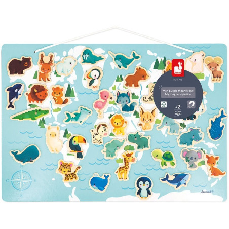 MAŁE ZWIERZĄTKA układanka drewniana magnetyczna z 40 magnesami