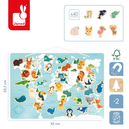 MAŁE ZWIERZĄTKA układanka drewniana magnetyczna z 40 magnesami