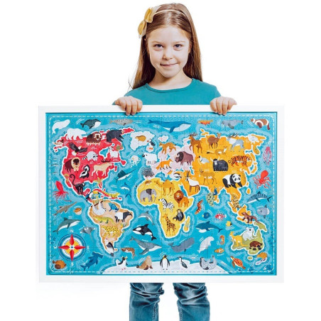 MAPA ŚWIATA puzzle tekturowe 60 el. Puzzlove