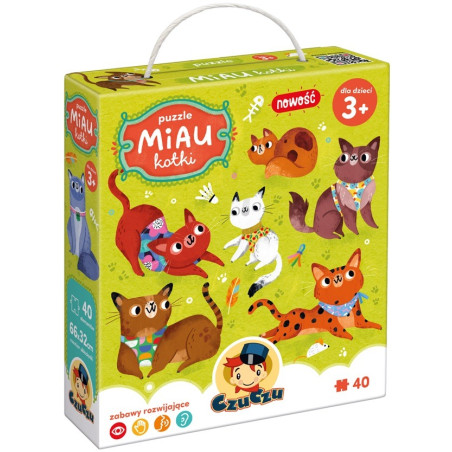 KOTKI tekturowe puzzle miau 40 el.