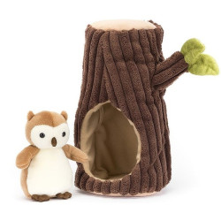 SÓWKA leśny domek dziupla przytulanka Forest Fauna Owl 18 cm