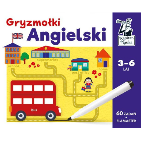 ANGIELSKIE GRYZMOŁKI książeczka z flamastrem