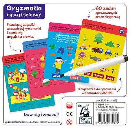 ANGIELSKIE GRYZMOŁKI książeczka z flamastrem