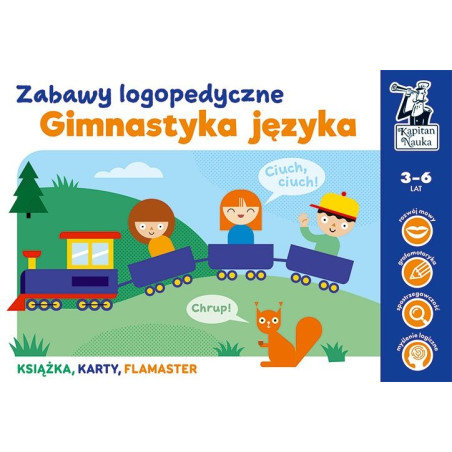 GIMNASTYKA JĘZYKA zabawy logopedyczne książka, karty, flamster